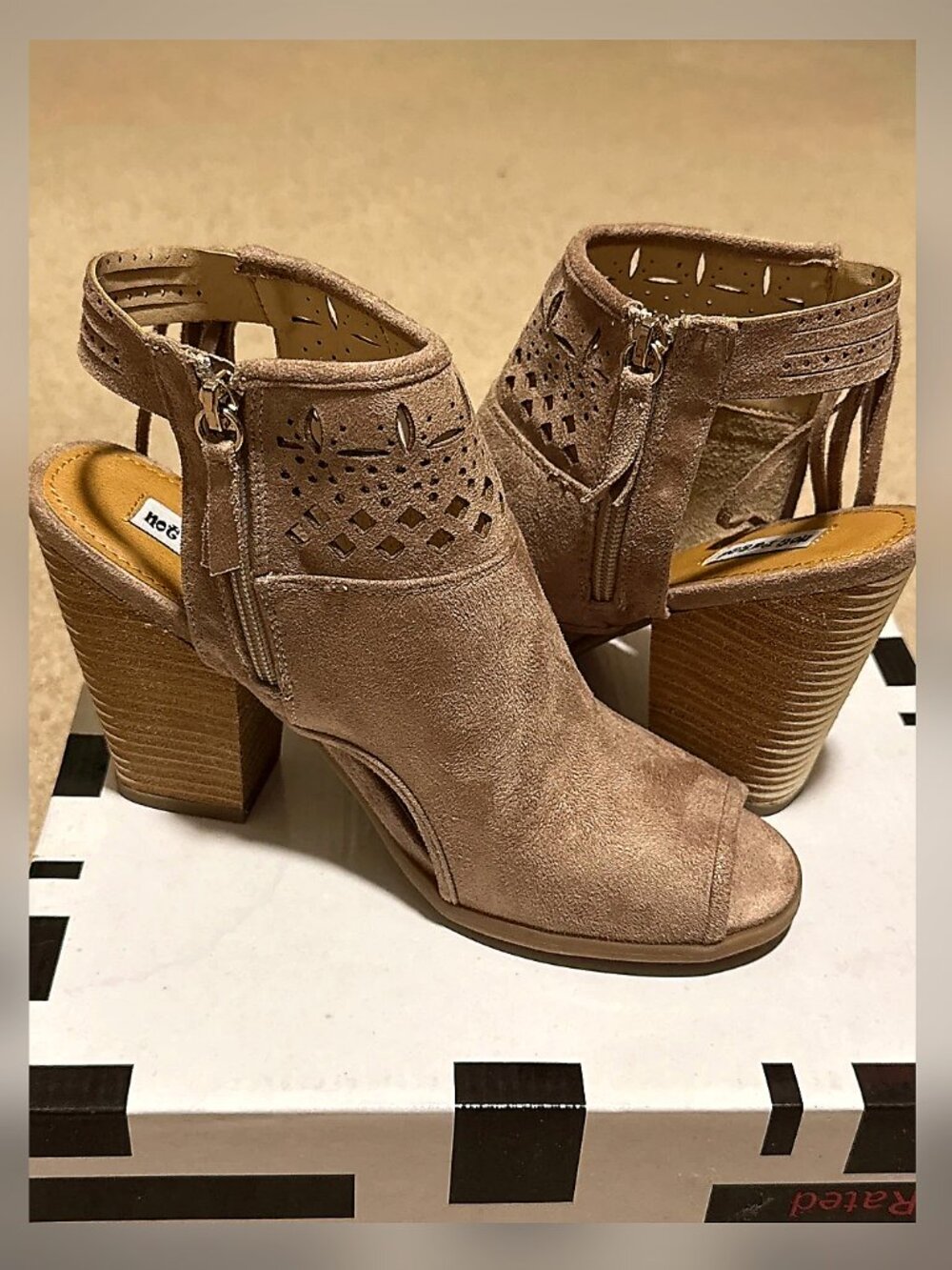 New Not Rated Chiara Peep-Toe Pump Suede Women Booties